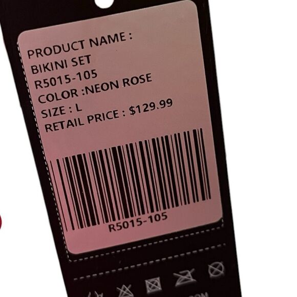 Relleciga Women’s Neon Rose Ruffle Bikini Swimsuit Top, Size L - Picture 5 of 7